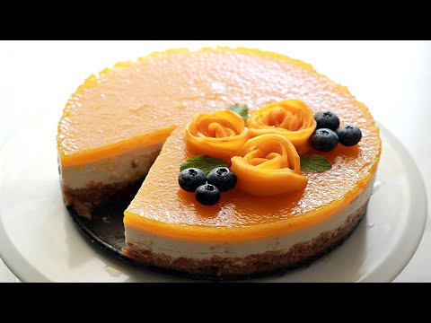 Baked Yogurt Cheesecake With Mango Jelly | No Cream cheese, No Eggs