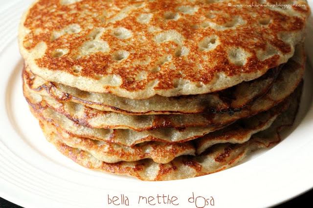 bella metthe dosa (jaggery & fenugreek seed pancakes)