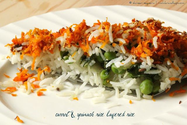Independence Day Special ~ Carrot & Spinach Layered Rice