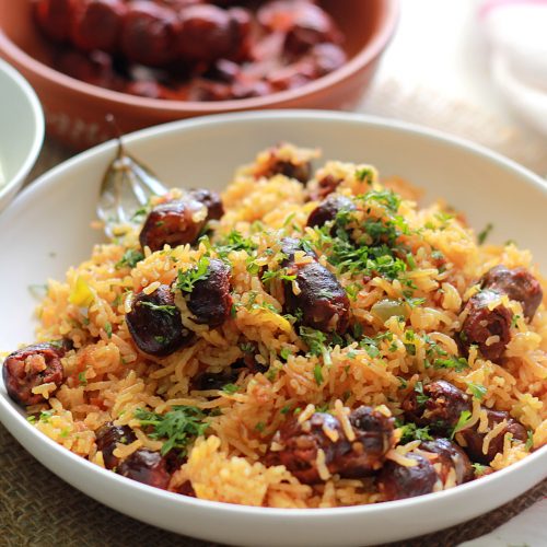 Goan Pork Sausage (Chorizo) Pulao + Video! Ruchik Randhap