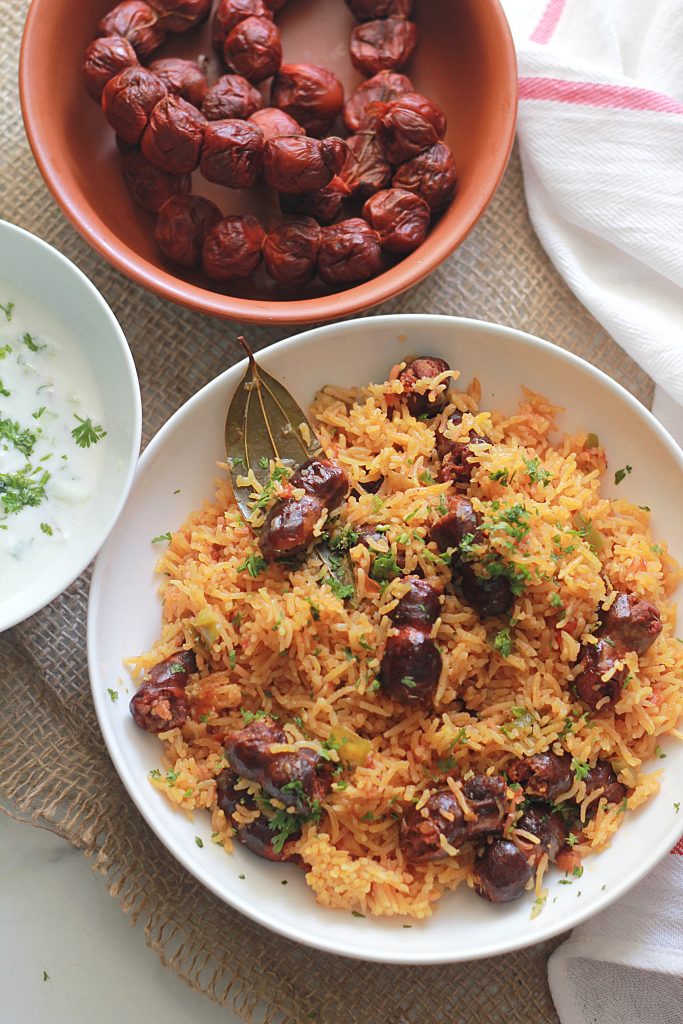 Goan Pork Sausage (Chorizo) Pulao + Video! Ruchik Randhap