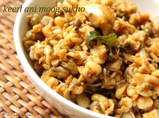 keerl ani moog sukho (bamboo shoots & sprouted green gram sauté)