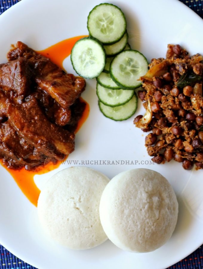 Mangalorean Plated Meal Series – Boshi#9 – Pork Indad, Sonay Sukhe & Sanna