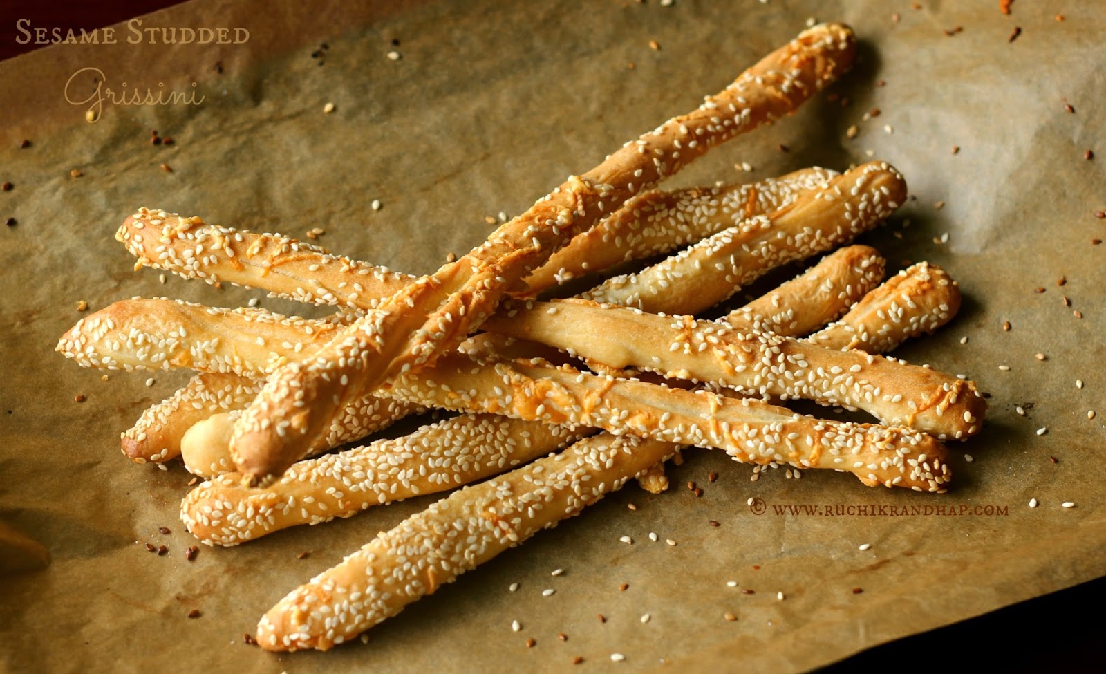 Sesame Studded Grissini (Breadsticks) Breadbakers Ruchik Randhap