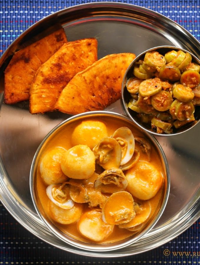 Mangalorean Plated Meal Series – Boshi# 21 – Kube Mutli, Breadfruit Fry & Tendli Sukhi