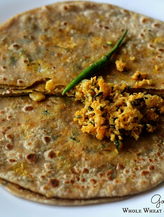 Gobi Paratha (Whole Wheat & Cauliflower Flatbread)