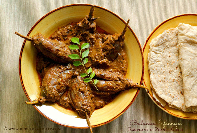 Badanekai Yennegai ~ North Karnataka Style Eggplant in Peanut Curry