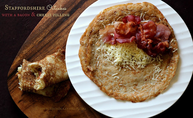 staffordshire oatcakes with a bacon & cheese filling ~ #breadbakers