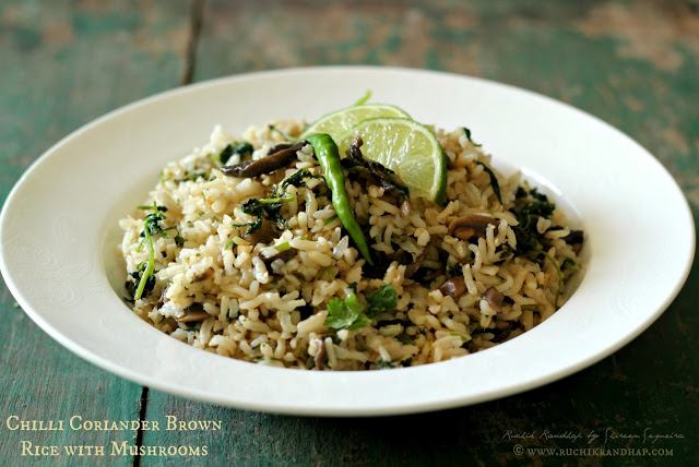 Chilli Coriander Brown Rice with Mushrooms