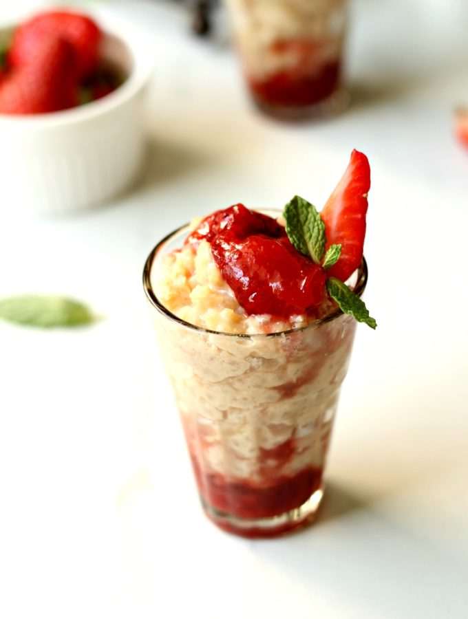 Rice Pudding with Strawberry Compote