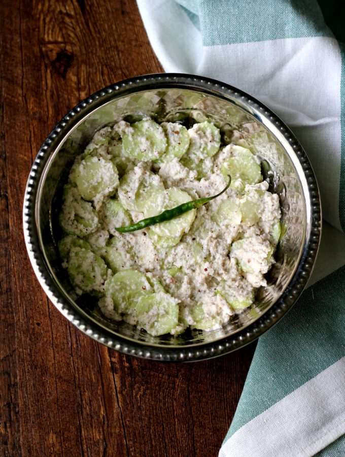 Thoushyache Kharam ~ Cucumber Salad with Coconut + Video!