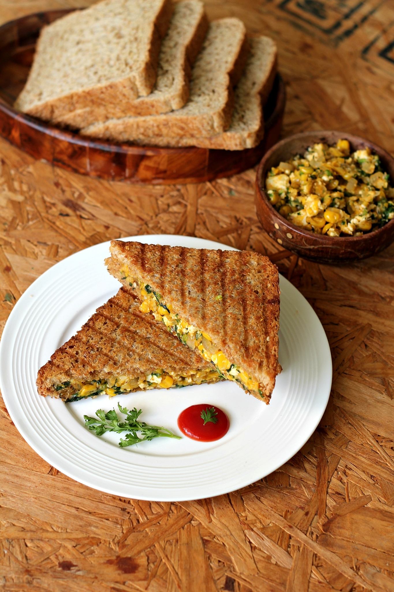 Paneer, Corn & Spinach Grilled Sandwich Ruchik Randhap