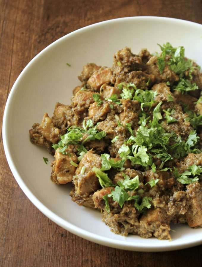 Spicy Pork Fry (with Green Chilli Masala)