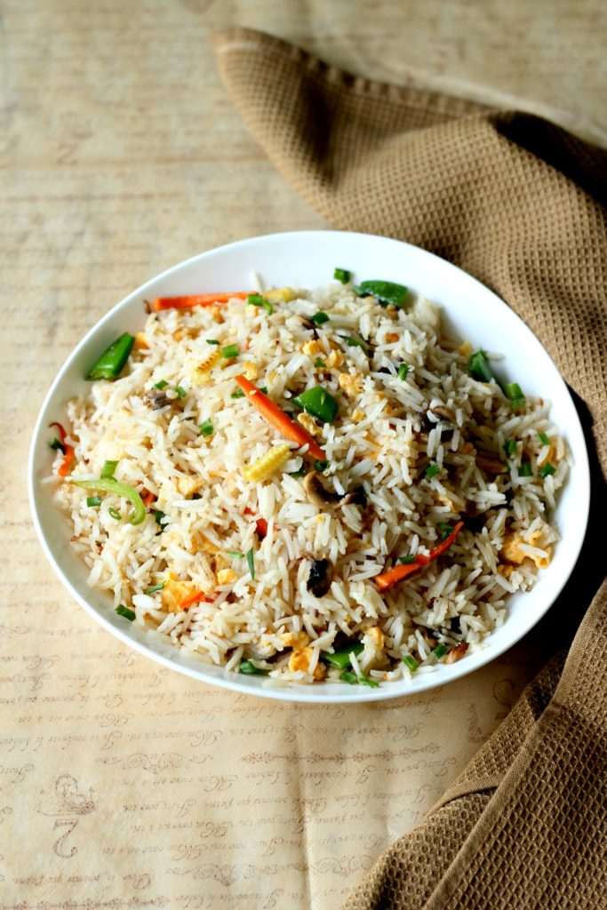 Mixed Vegetable Fried Rice (With or Without Egg) - Ruchik Randhap