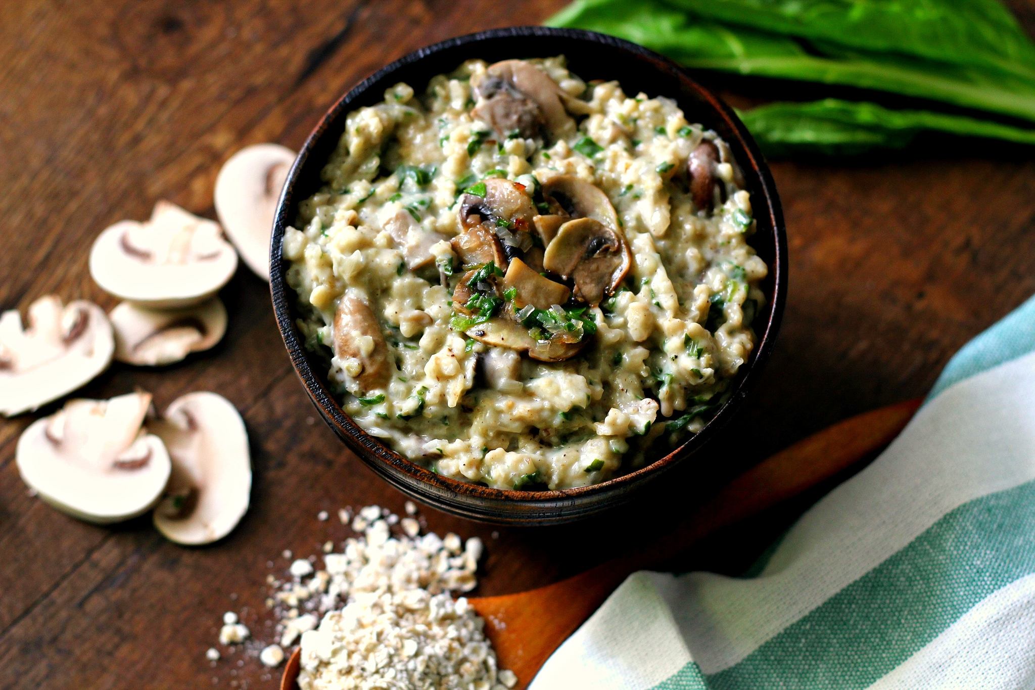 Savoury Oats with Mushrooms & Spinach ~ Gluten Free + Vegan - Ruchik ...